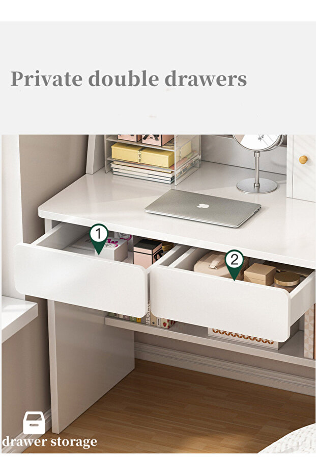 Study Desk Computer Desk With Storage White 100*48*109cm - 6