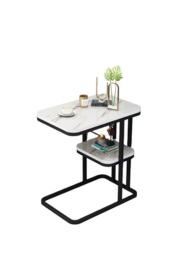 2 Tier Square End Table Sofa Side Table Living Room Small Coffee Table 50*30*60cm - 1