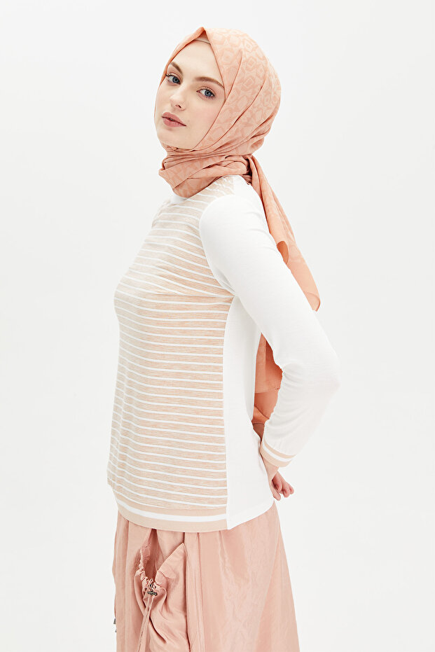 Çizgili Penye Bluz - 3