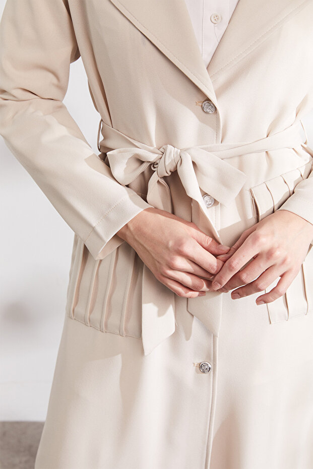 Şık Düğmeli Pardesü - 5