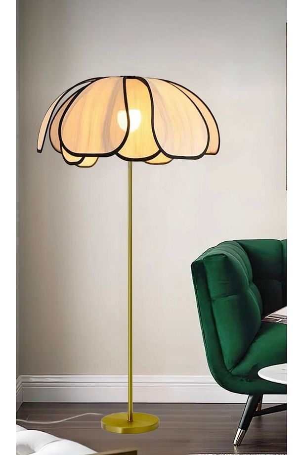 Modern Lambader İskandinav Boheme Jumeria Burenze Dekoratif Lambader Metal Gövde Ekru Kumaş Abajur - 2