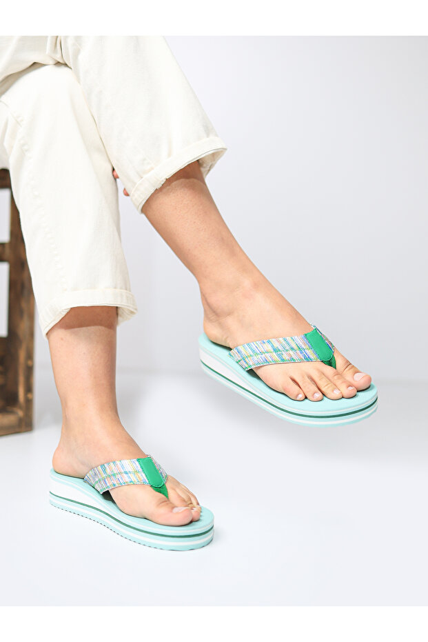 Daisy Wedge Heel Women's Flip Flops Beach Slippers Flip Flops (4.5) cm