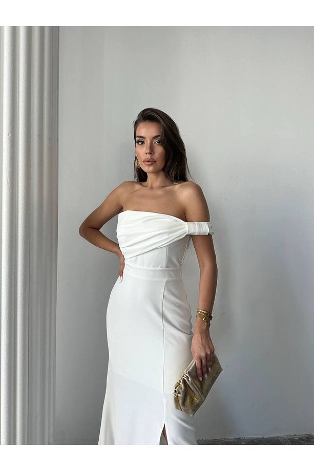 Aura Yırtmaçlı Uzun Elbise - 3