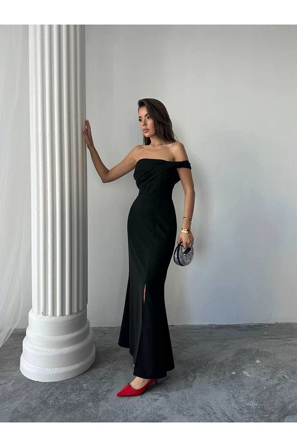 Aura Yırtmaçlı Uzun Elbise - 4