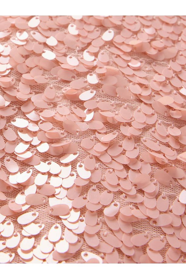 Kız Çocuk Pembe Pul İşlemeli Mini Elbise - 3