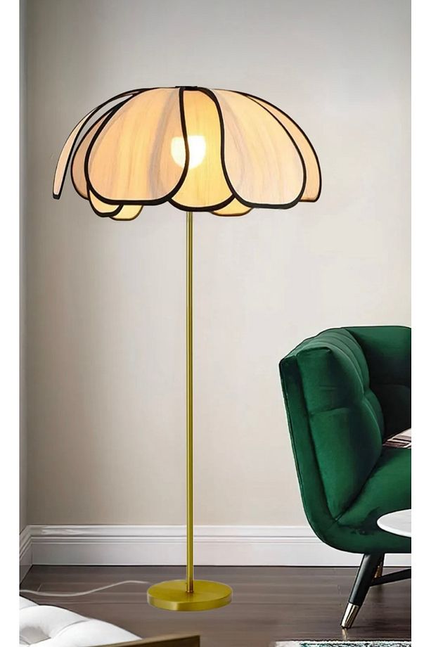 Modern Lambader İskandinav Boheme Jumeria Burenze Dekoratif Lambader Metal Gövde Ekru Kumaş Abajur - 5