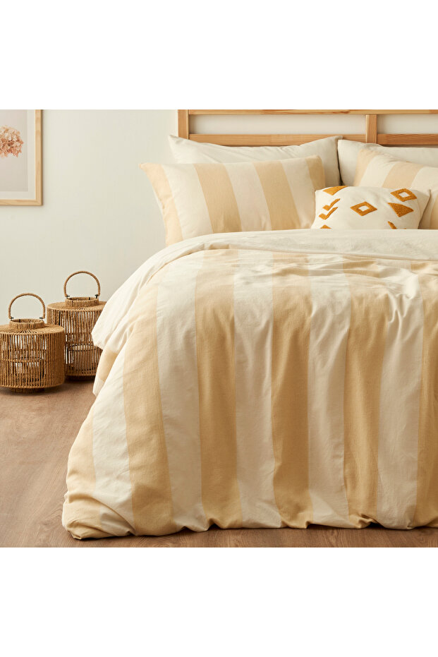 100% Cotton Art Double Duvet Cover Set Beige (200X220 cm)
