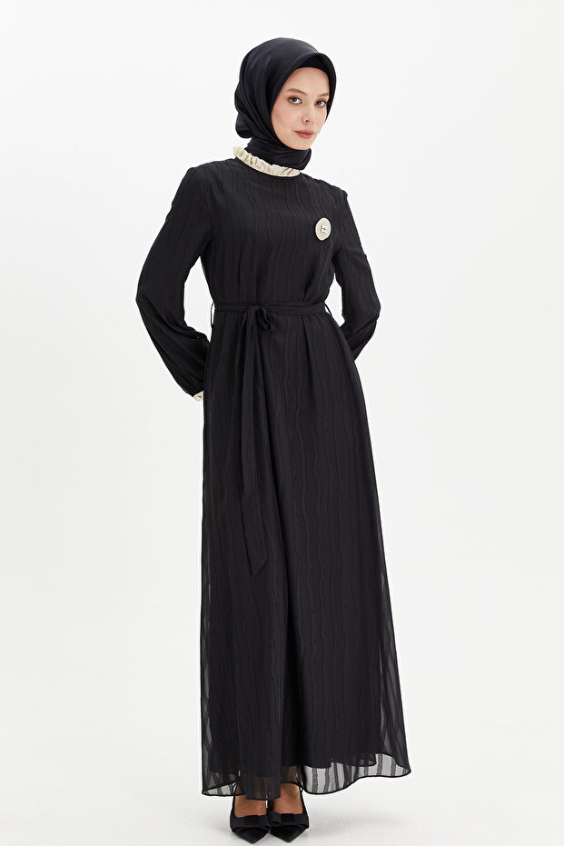 Çıkarılabilir Broşlu Elbise - 3