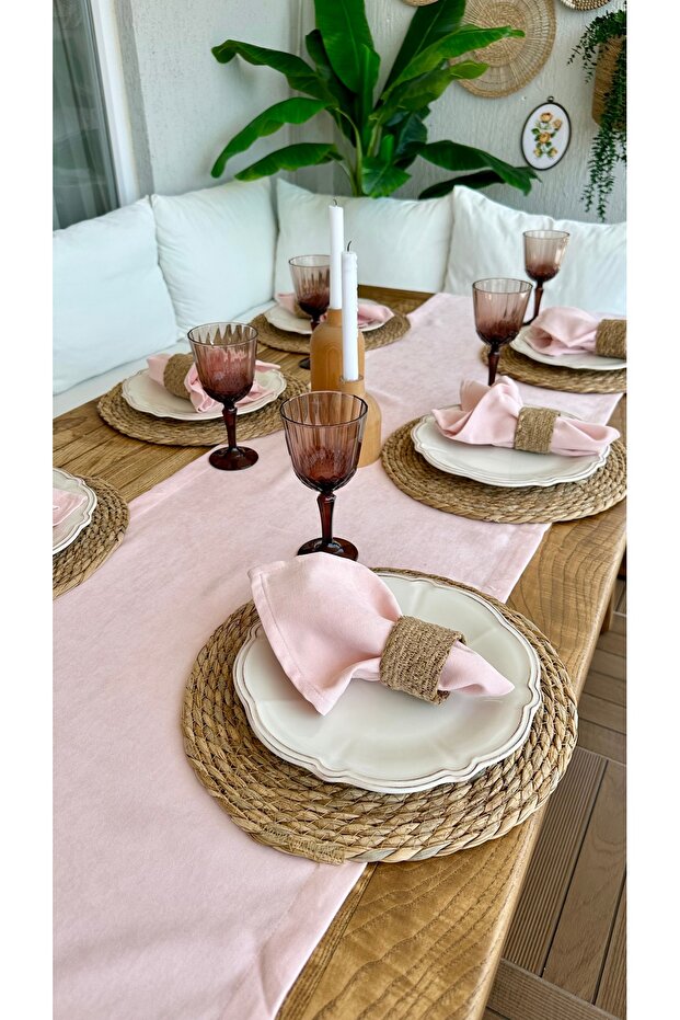 Pearl Velvet Textured Stain-Resistant Dust Pink Runner 1 Piece