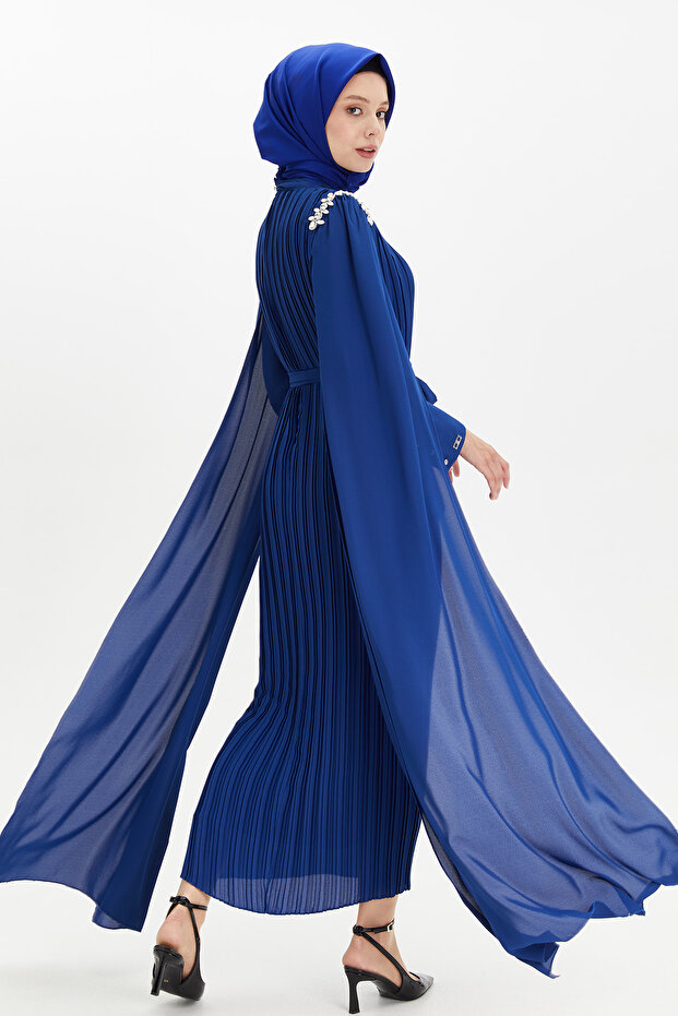 Pelerin Kol Piliseli Elbise - 6