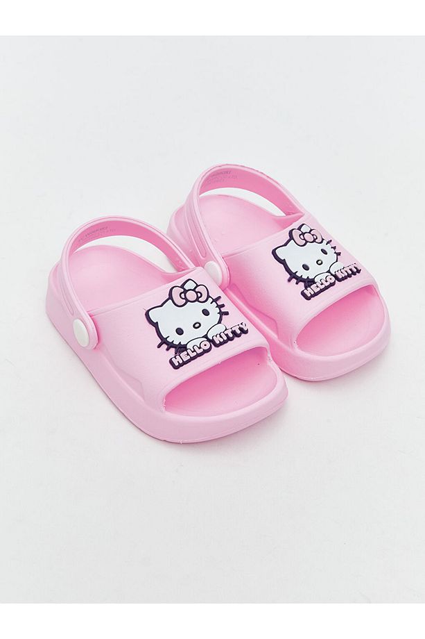 Pembe Hello Kitty Baskılı Kız Bebek Plaj Sandaleti - 1