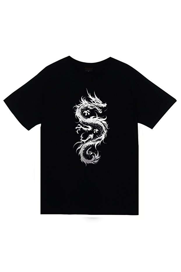 Dragon Printed Unisex 100% Cotton Black T-Shirt