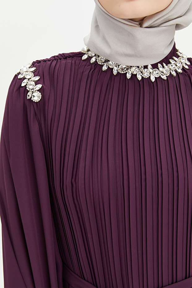 Pelerin Kol Piliseli Elbise - 5