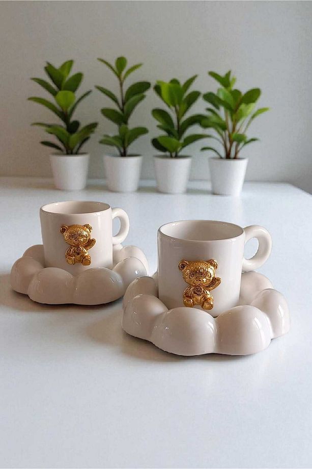 2 Kişilik Puffy Ayıcıklı Türk Kahve Fincan Takımı - 3
