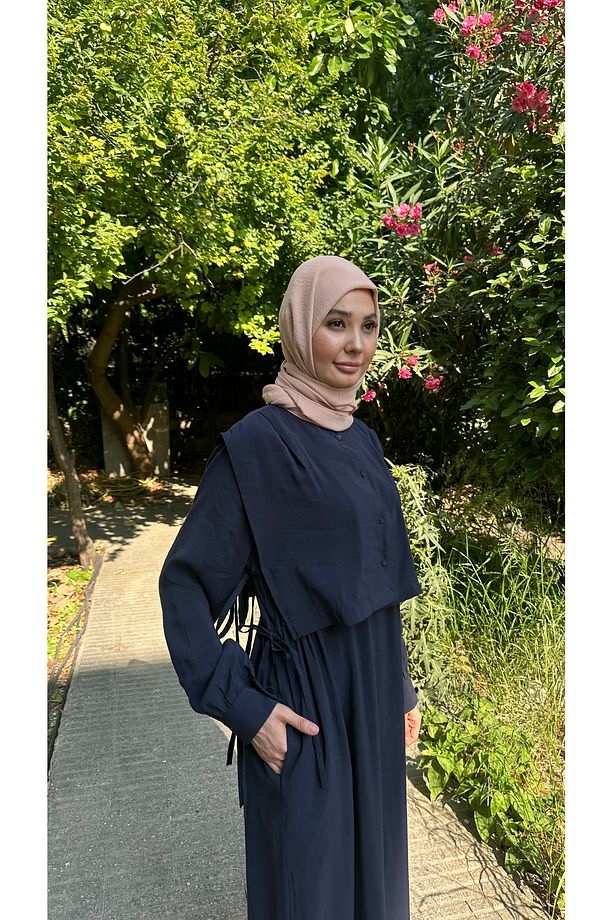 Beli Lastikli Yelekli Dabıl Elbise - 4