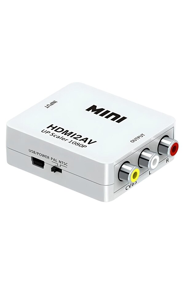 HDMI to Av Converter White – Hdmi2Av Old Tv Compatible Rca Converter Adapter 1080P