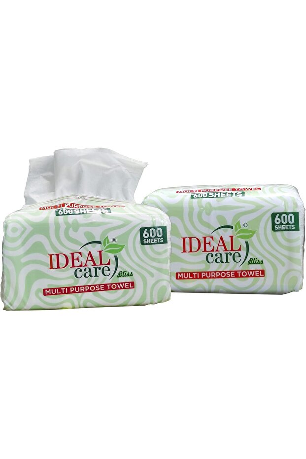 Ideal Care Disposable Tissues, 2-Ply, 600 Sheets, 5 Packs, 3000 Total Sheets