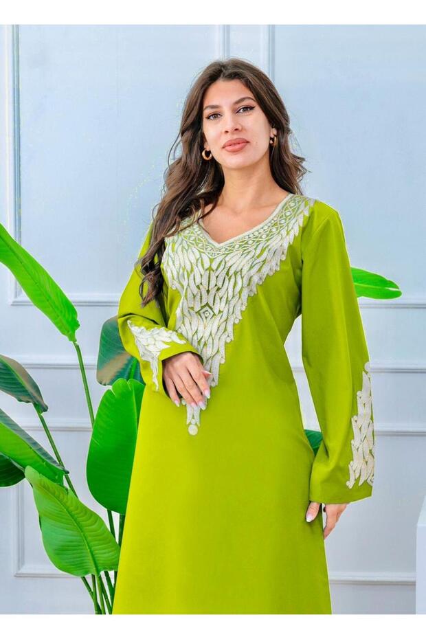 Ladies Printed Jalabiya - Full-Sleeve Mukhawar Viscos Dress