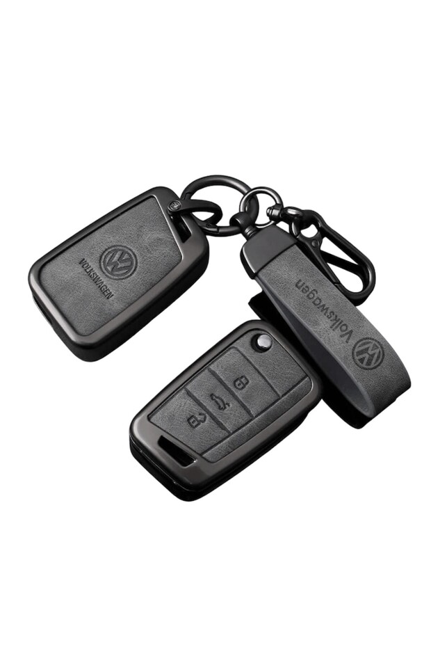 Car Key Case and Keychain Set compatible with VW Volkswagen Golf 7 MK7 Tiguan MK2 T-roc T-cross - 2