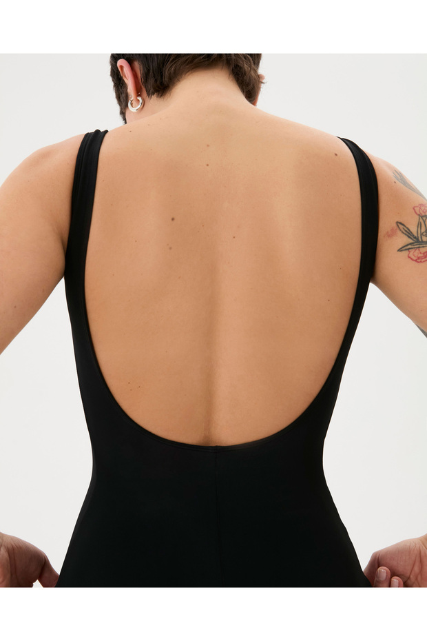 Siyah Sırt Dekolteli, Astarlı, Low Back Mayo - 4