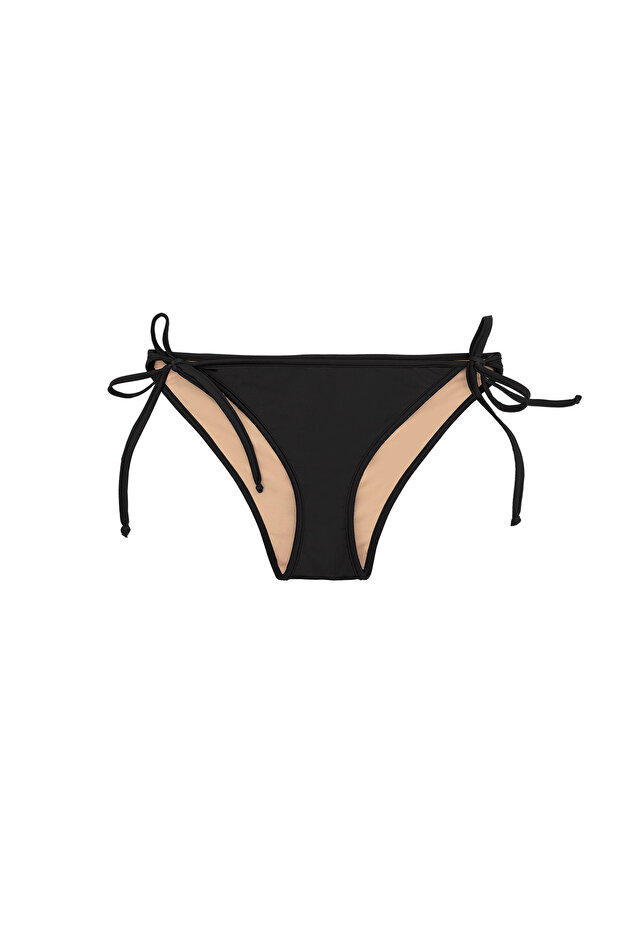 Black Drawstring Triangle Bikini Bottom - 8