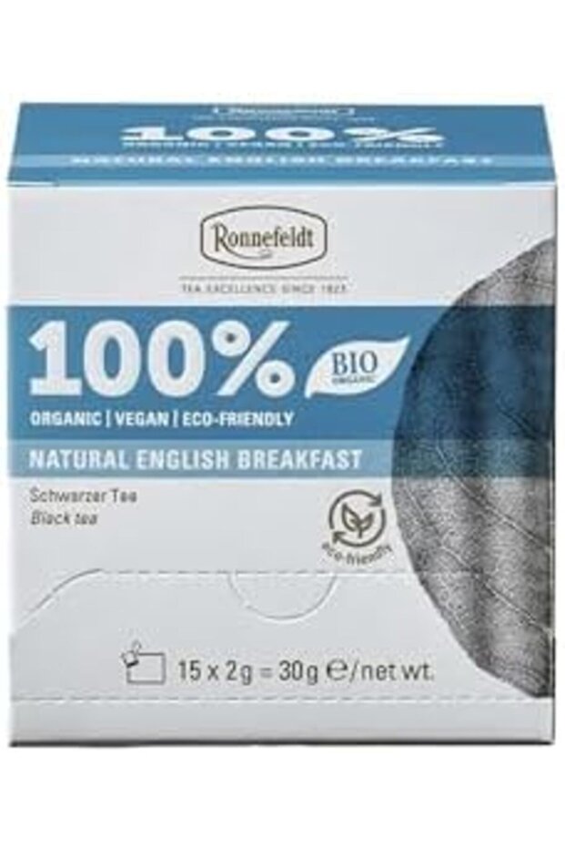 Natural English Breakfast 100% Bio, Case of 8 Boxes | Each Box Contains 15 Tea Bags