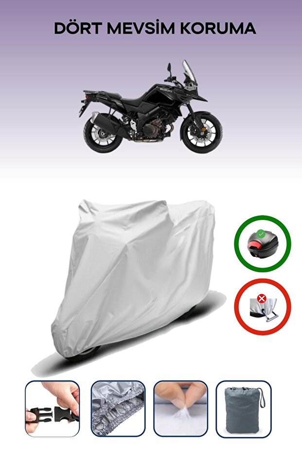 حقيبة خلفية رمادية متوافقة مع قماش الدراجة النارية Suzuki V-Strom 800 DE