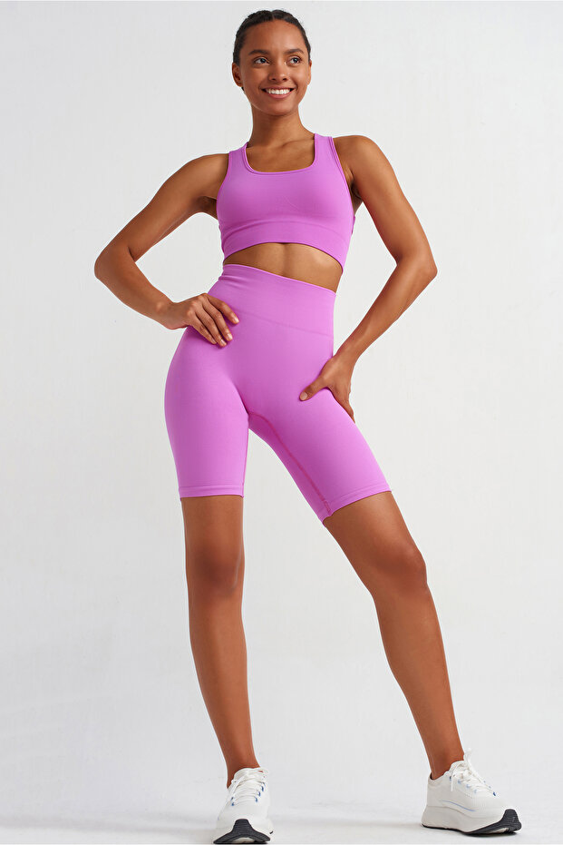 Toparlayıcı Biker Şort Orkide Pembe - 3