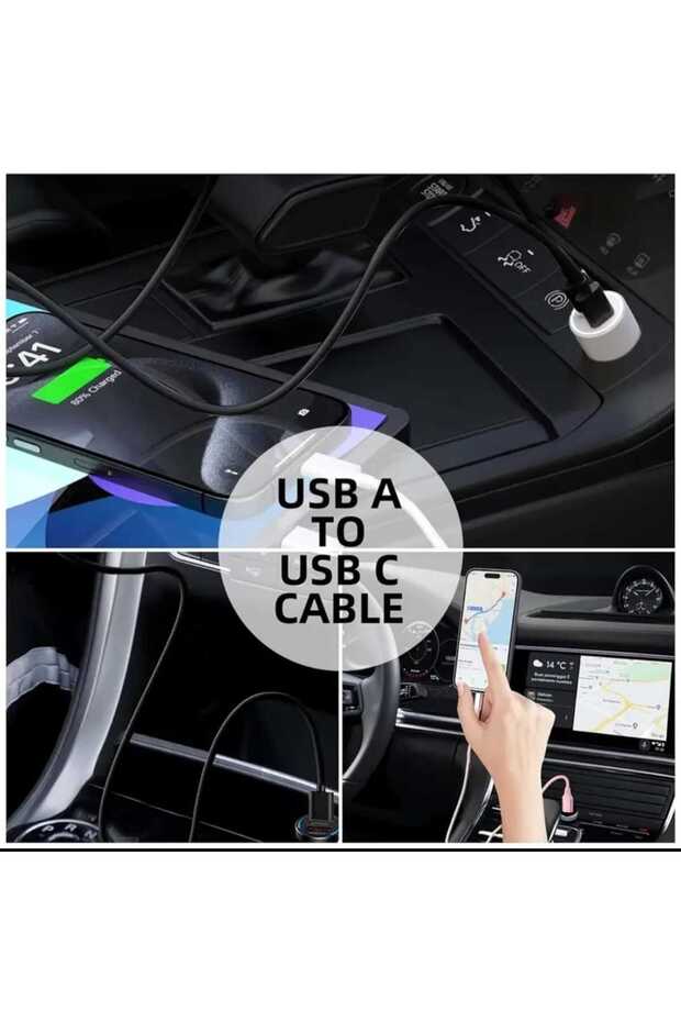 HIZLI Şarj data Kablosu 60 W 100cm USB A dan USB C ( Type C ) ye - 5