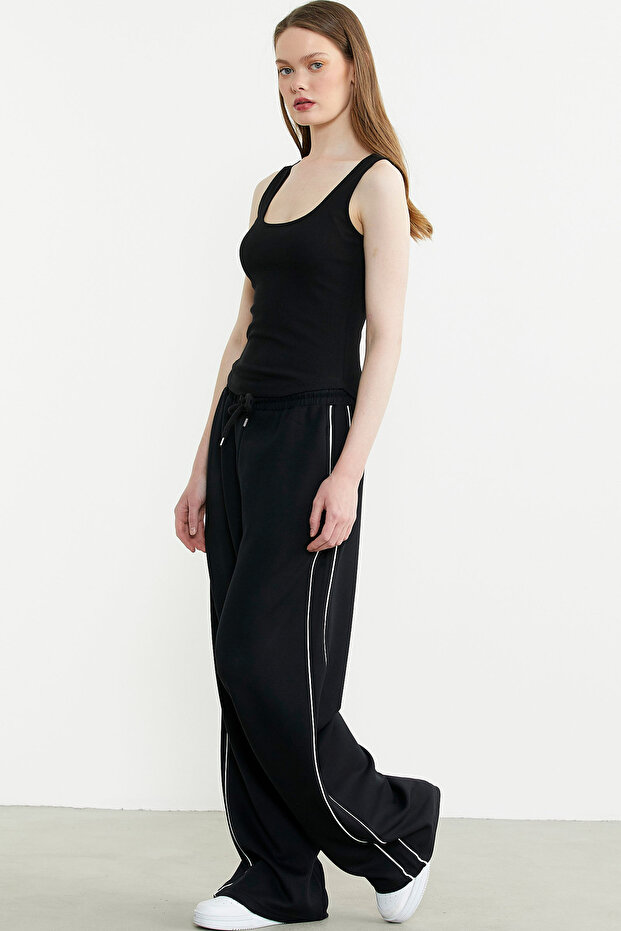 Kalın Askılı Fitilli Basic Atlet - Siyah - 2