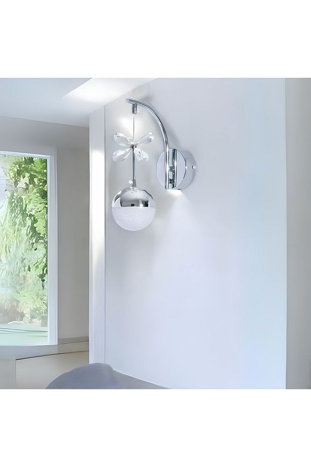 Liora Model Krom Kaplama Salon Mutfak Oturma Yatak Odası Duvar Şık Modern Led Aplik - 2