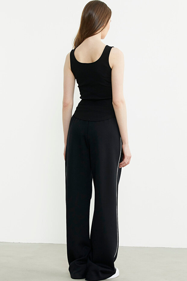 Kalın Askılı Fitilli Basic Atlet - Siyah - 5