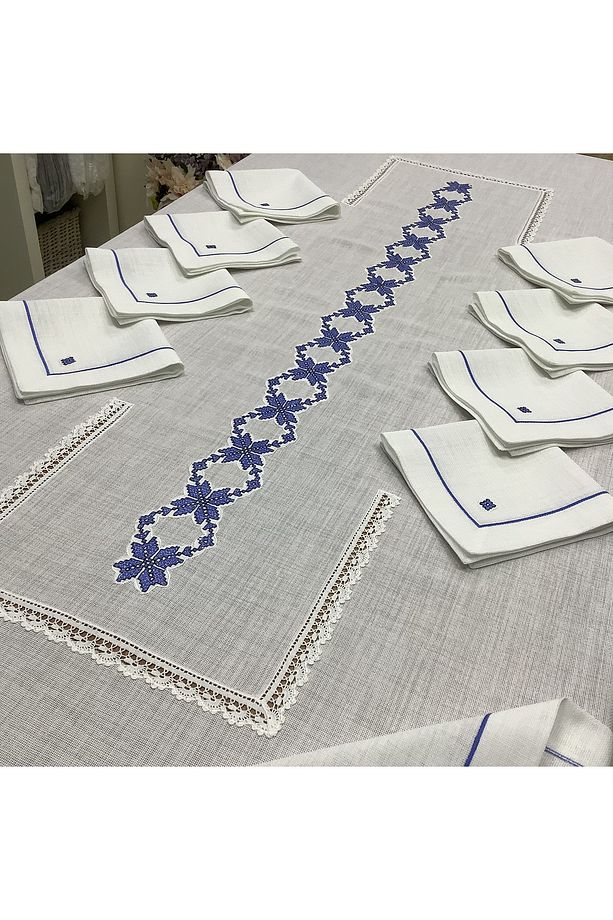 Kaneviçeli Masa Örtüsü(1) & Peçete (8) Set - Toplam 9 parça - 1