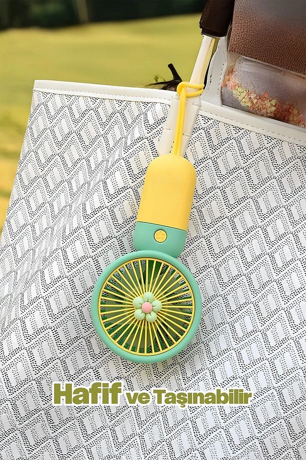 Şarjlı Masa Ve El Fanı Üflemeli Taşınabilir Şarj Edilebilir Mini El Fan Tek Kademe - 2