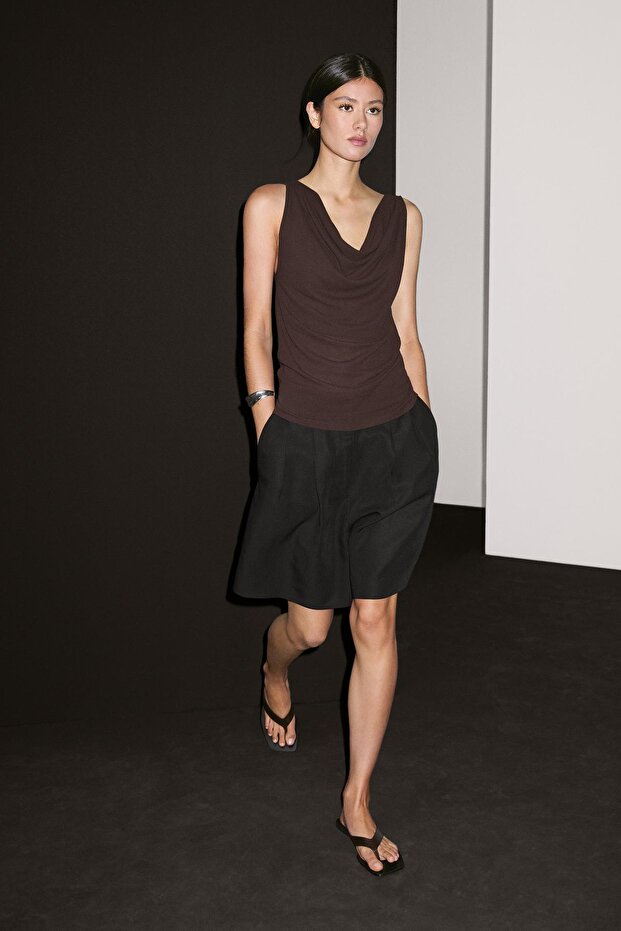 Drape yaka %100 pamuklu top - 3