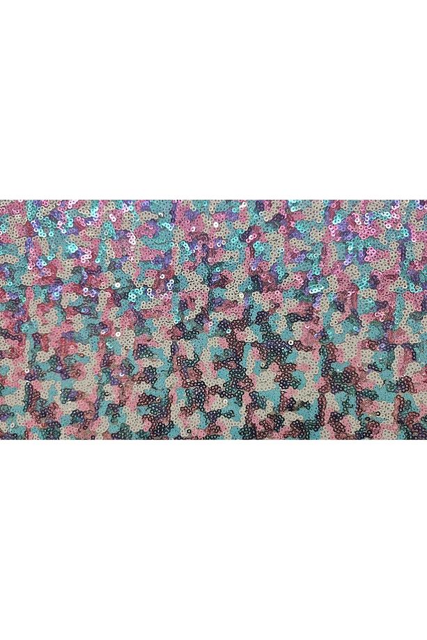 Renkli Kamuflaj Desenli Pullu Kumaş – Pastel Işıltının En Tatlı Hâli! - 1