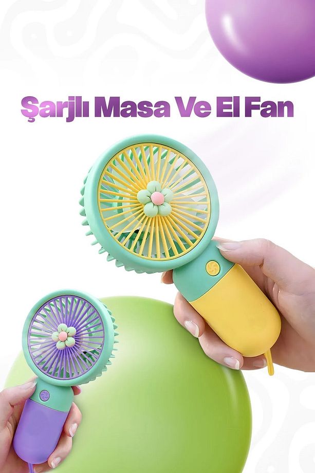 Şarjlı Masa Ve El Fanı Üflemeli Taşınabilir Şarj Edilebilir Mini El Fan Tek Kademe - 3