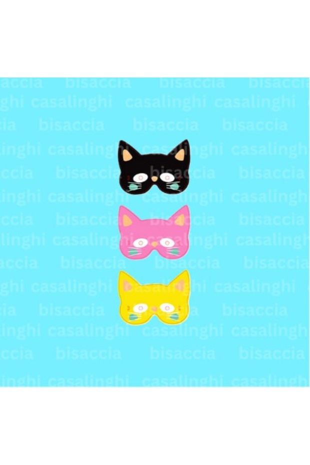 Cute Cat Mask Cardboard Mask Set of 3 Masks Children's Masks