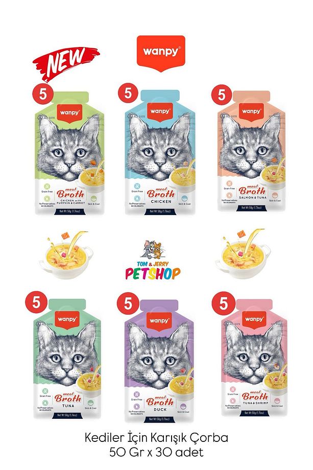 Karışık Aromalı Kedi Çorbası 50 gr x 30 Adet Sıvı Kedi Ödülü - 1