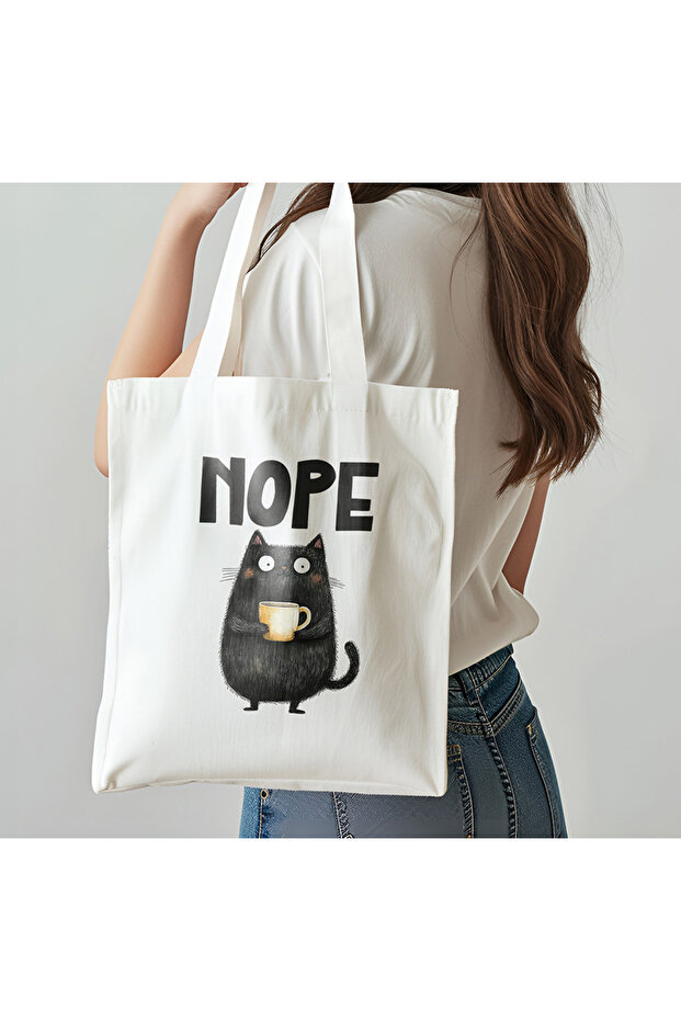 لا - حقيبة قماش منقوشة على شكل قطة - 2