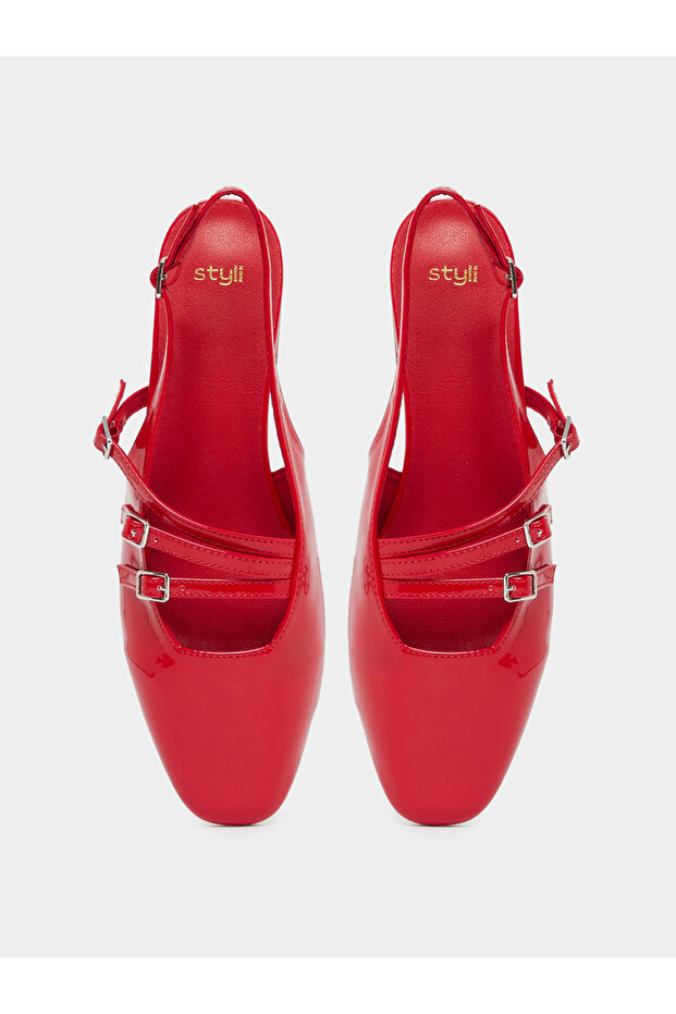 حذاء مسطح بحزام خلفي وإبزيم عادي - 5