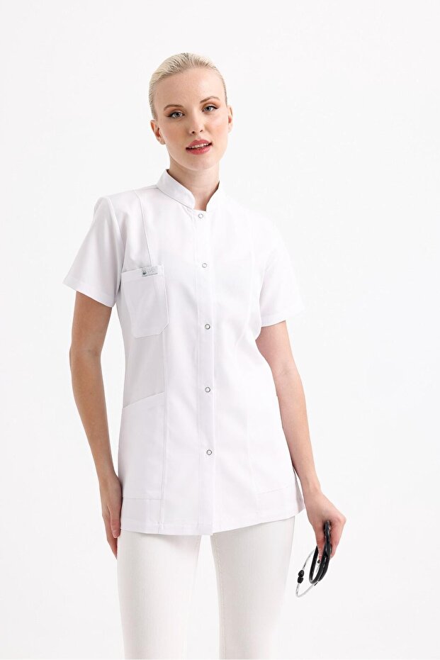 . Active Unisex Doctor's Gown – Alpaca Fabric, High Collar and Wrinkle-Resistant Flexible Medical Gown