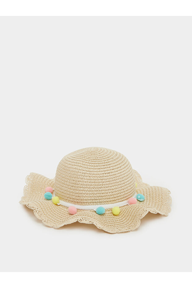 قبعة من القش مزينة بباقة زهور - 1