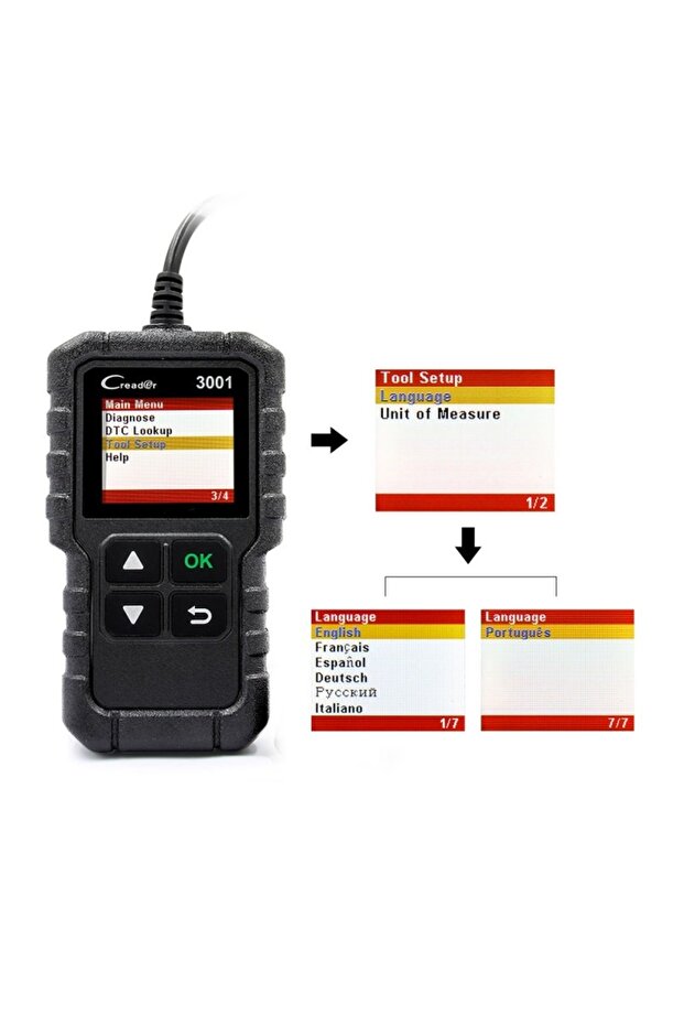Diagnostic Tester with Auto Interface, Professional, Launch Creader, Multi-brand OBD2 EOBD Car Code - 5