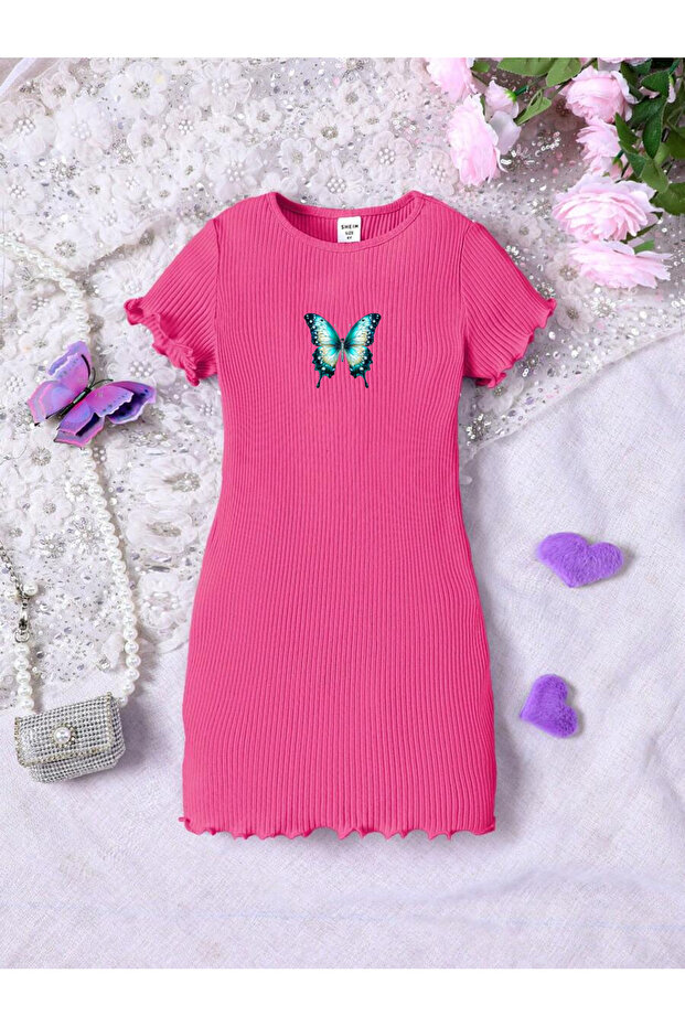 Butterfly Printed Short Sleeve Dress