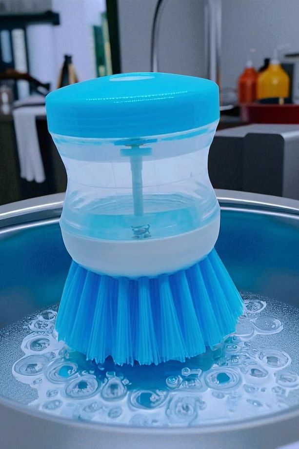 Sıvı Deterjan Hazneli Bulaşık Fırçası 1 Adet Hazneli Mutfak Banyo Lavabo Yıkama Fırçası - 3