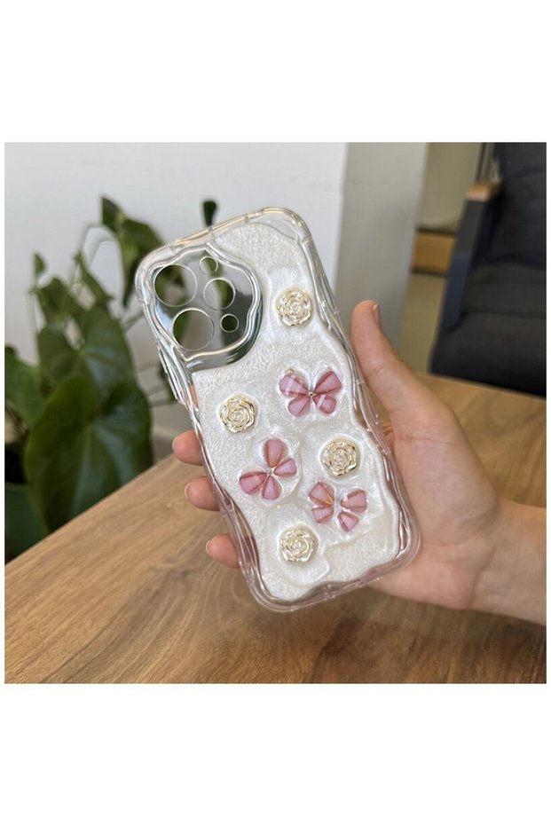 Xiaomi Redmi 12 Compatible Case Butterfly Floral Silicone Case Rose Gold