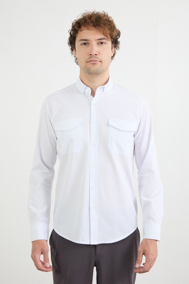 Basic Çift Cepli Gömlek - 6