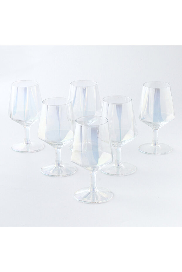 6-Pieces 430 ml Creative European Diamond Shaped High Foot Glass Juice Cup