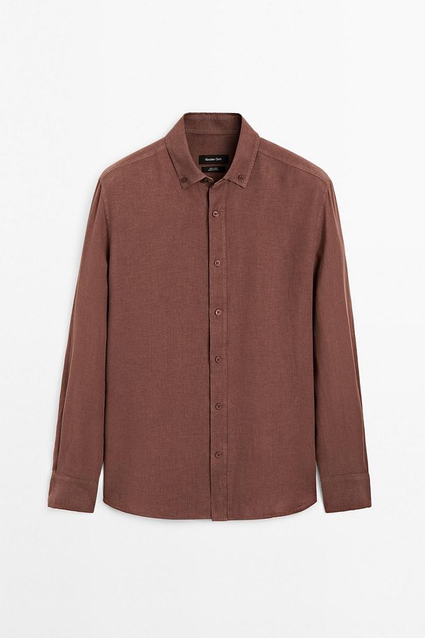 %100 keten regular fit gömlek - 5